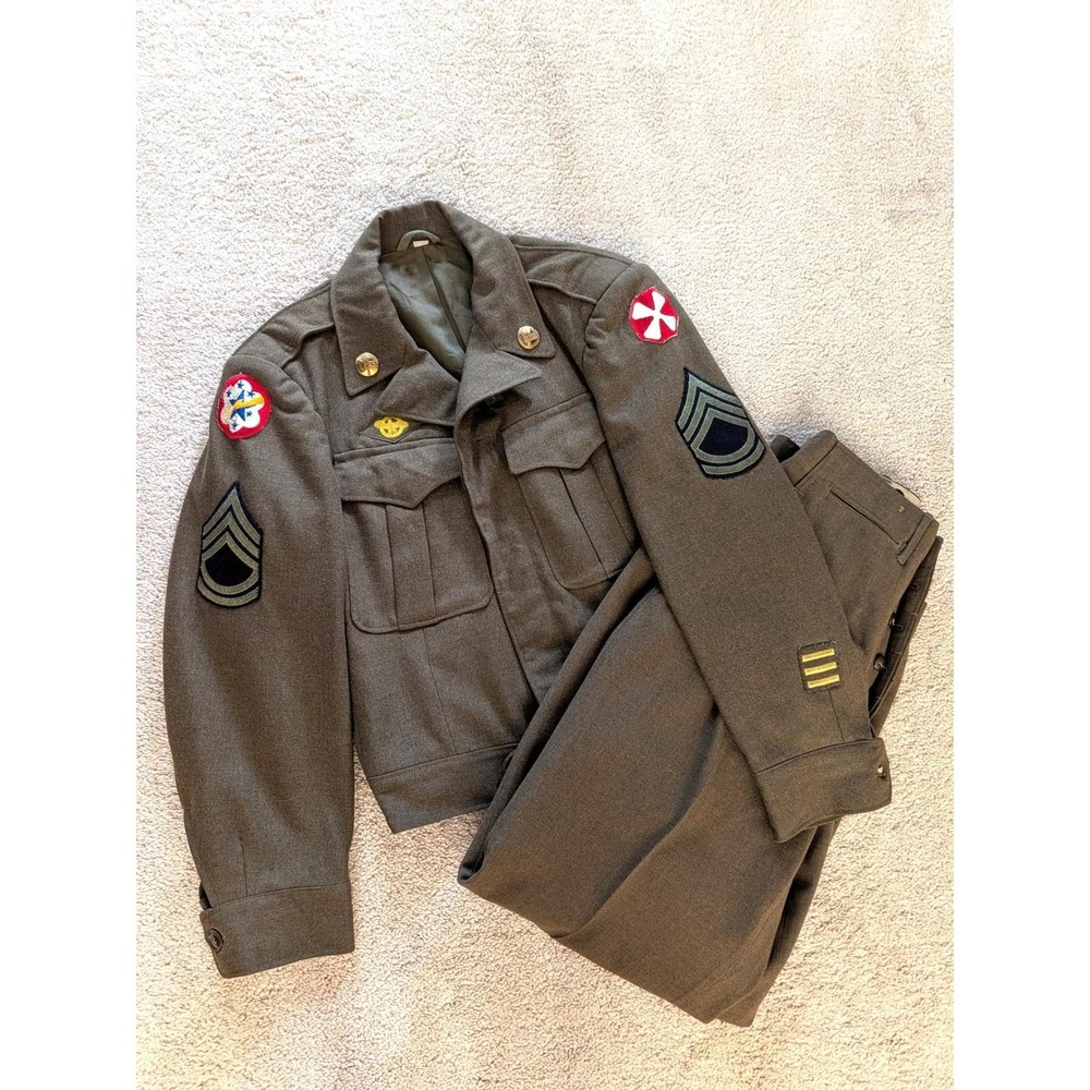 Vintage WWII US Army Ike Jacket & Trousers Technical Sergeant Corps of Engineers